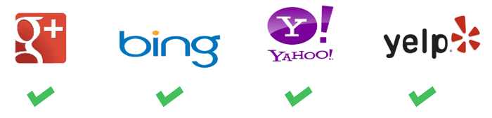 Google Reviews, Bing Reviews, Yahoo Reviews, Yelp Reviews